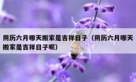 陰歷六月哪天搬家是吉祥日子（陰歷六月哪天搬家是吉祥日子呢）