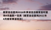 搬家吉日查詢2024年黃道吉日搬家吉時(shí)查詢4月最新一覽表（搬家吉日查詢2021年4月搬家黃道吉日）