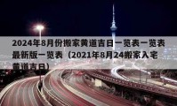 2024年8月份搬家黃道吉日一覽表一覽表最新版一覽表（2021年8月24搬家入宅黃道吉日）