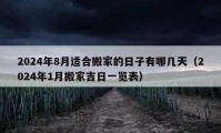 2024年8月適合搬家的日子有哪幾天（2024年1月搬家吉日一覽表）