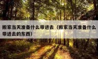 搬家當(dāng)天準(zhǔn)備什么帶進去（搬家當(dāng)天準(zhǔn)備什么帶進去的東西）