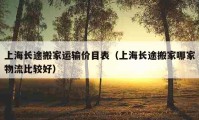 上海長(zhǎng)途搬家運(yùn)輸價(jià)目表（上海長(zhǎng)途搬家哪家物流比較好）