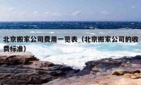 北京搬家公司費用一覽表（北京搬家公司的收費標準）