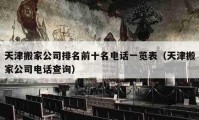 天津搬家公司排名前十名電話一覽表（天津搬家公司電話查詢）