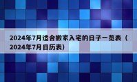 2024年7月適合搬家入宅的日子一覽表（2024年7月日歷表）