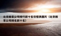 北京搬家公司排行前十名價(jià)格表圖片（北京搬家公司排名前十名）