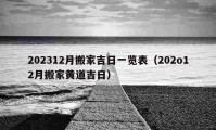 202312月搬家吉日一覽表（202o12月搬家黃道吉日）