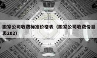 搬家公司收費標(biāo)準(zhǔn)價格表（搬家公司收費價目表202）