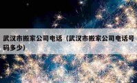 武漢市搬家公司電話（武漢市搬家公司電話號碼多少）