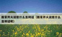 搬家開火說些什么吉利話（搬家開火說些什么吉利話呢）