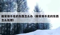 搬家?guī)Р蛔叩臇|西怎么辦（搬家?guī)Р蛔叩臇|西怎么處理）