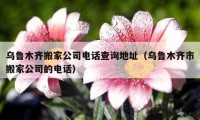 烏魯木齊搬家公司電話查詢地址（烏魯木齊市搬家公司的電話）