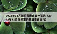 2022年11月搬家黃道吉日一覽表（2022年11月份搬家的黃道吉日查詢）