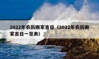 2022年農(nóng)歷搬家吉日（2022年農(nóng)歷搬家吉日一覽表）