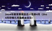 2024年搬家黃道吉日一覽表4月（2024月份哪幾天是黃道吉日）