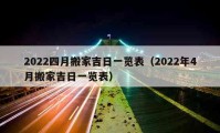 2022四月搬家吉日一覽表（2022年4月搬家吉日一覽表）