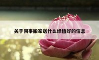 關(guān)于同事搬家送什么綠植好的信息