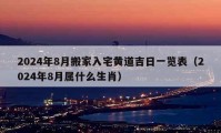 2024年8月搬家入宅黃道吉日一覽表（2024年8月屬什么生肖）