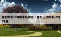 合肥搬家公司哪家最便宜（合肥正規(guī)搬家公司 排名）