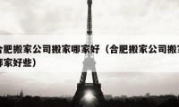 合肥搬家公司搬家哪家好（合肥搬家公司搬家哪家好些）