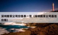 深圳搬家公司價(jià)格表一覽（深圳搬家公司最低價(jià)格）