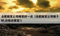 合肥搬家公司哪家好一點(diǎn)（合肥搬家公司哪個(gè)好,價(jià)格還便宜!）