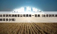 北京到天津搬家公司費(fèi)用一覽表（北京到天津搬家多少錢）