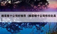 搬家那個公司好推薦（搬家哪個公司性價比高）